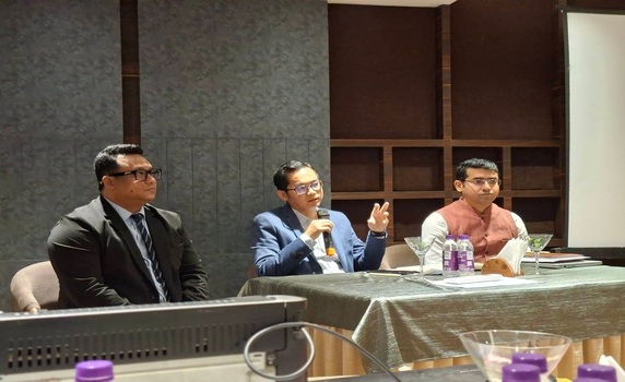 TRLM CEO Tarit Kanti Chakma during a training session in Agartala.